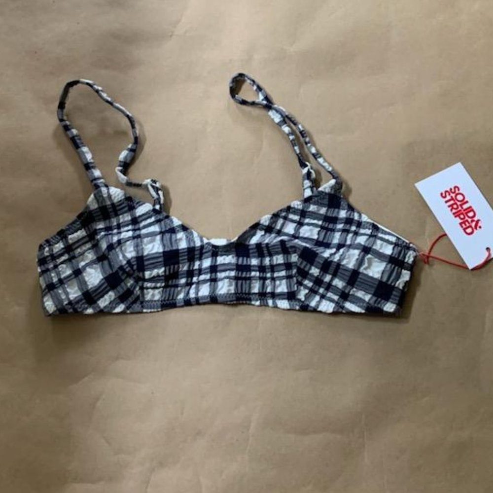 SOLID & STRIPED THE RACHEL MADRAS BIKINI TOP